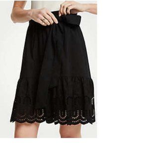 Ann Taylor Eyelet Hem Flounce Skirt Black Size 0